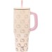 Zak Designs Sanrio Sutton Travel Tumbler for On the Go or At Home, 40oz Stainless Steel with Vacuum Insulation, Silicone Straw, Carry Handle, and 3D Artwork for Cold Drinks (Hello Kitty)