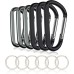 6PCS Black Carabiner Caribeaner Clip,3" Large Aluminum D Ring Shape Carabeaner with 6PCS Keyring Keychain Hook…