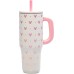 Zak Designs Disney Sutton Travel Tumbler for On the Go or At Home, 40oz Stainless Steel with Vacuum Insulation, Silicone Straw, Carry Handle, and 3D Artwork for Cold Drinks (Minnie Mouse)