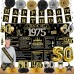 50th Birthday Decorations for Men Women, 21pcs Back in 1975 Banner Party Supplies, Black Gold 50 Year Old Birthday Backdrop, Vintage 50 Birthday Honeycomb Centerpiece Hanging Swirls Balloon Sash Gifts