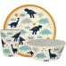Zak Designs Kids Dinnerware Set 3 Pieces, Durable and Sustainable Melamine Bamboo Plate, Bowl, and Tumbler are Perfect For Dinner Time With Family (Zaksaurus)