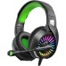 ZIUMIER Z20 Gaming Headset for PS4, PS5, Xbox One, Xbox Series S/X, PC, Switch, Wired Over-Ear Headphones with Noise Isolation Microphone, RGB LED Light, Surround Sound, Green
