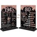 Zirtorei 80th Birthday Decorations Back in 1945 Table Sign for Women, Rose Gold Two-Sides 80 & Fabulous Wooden Poster with Stand Party Supplies, Eighty Years Old Bday Display Holder Table Decor