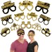 Zirtorei 24pcs Happy Anniversary Paper Eyeglasses Decorations, Black Gold Wedding Anniversary Theme Eyeglasses Party Supplies, We Still Do Marriage Anniversary Glasses Photo Booth Props Decor