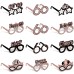 Zirtorei 24pcs 60th Birthday Paper Eyeglasses Decorations for Women, Rose Gold Happy 60th Birthday Eyeglasses Party Supplies, Cheers to 60 Years Bday Glasses Hello Sixty Photo Booth Props Decor